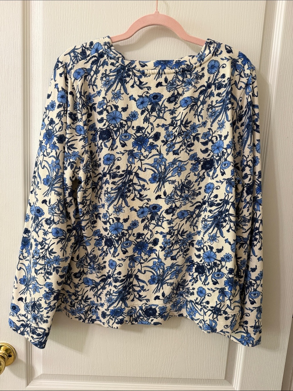 Talbots Cream Long-Sleeve Tee with Blue Floral Print - Picture 6 of 7